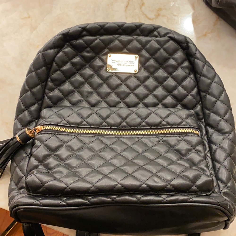Bebe black quilted backpack